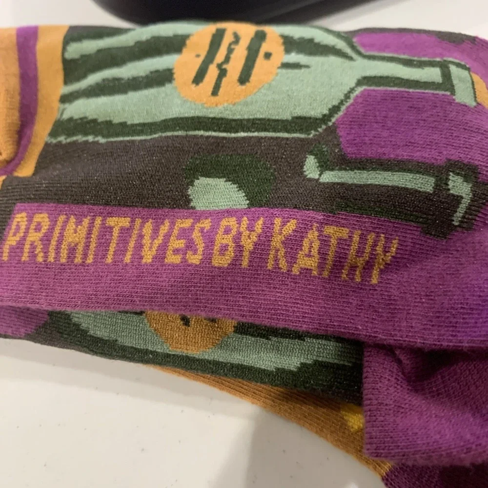Primitives By Kathy. Wine And‎ Cheese LOL Socks